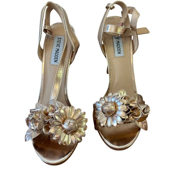 Steve Madden Size 7.5 Sessie Stiletto High Heel Ankle Strap Sandal Rose Gold - Picture 6 of 10